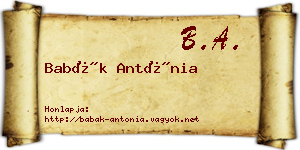 Babák Antónia névjegykártya